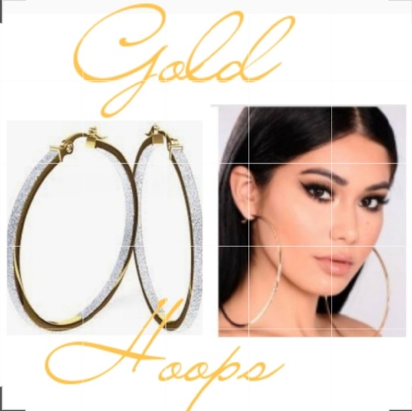 Jewelry - 🆕️ 3 Pair Gold Large Hoop Earrings